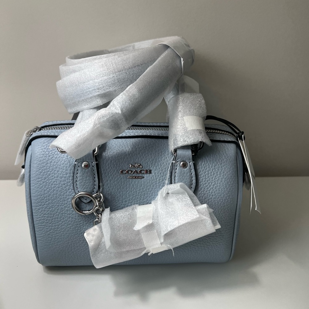 Coach Mini Rowan Bag With Charms Ice Blue NWT - Picture 3 of 9